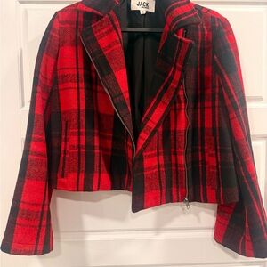BB Dakota Women's Red and Black Plaid Blazer